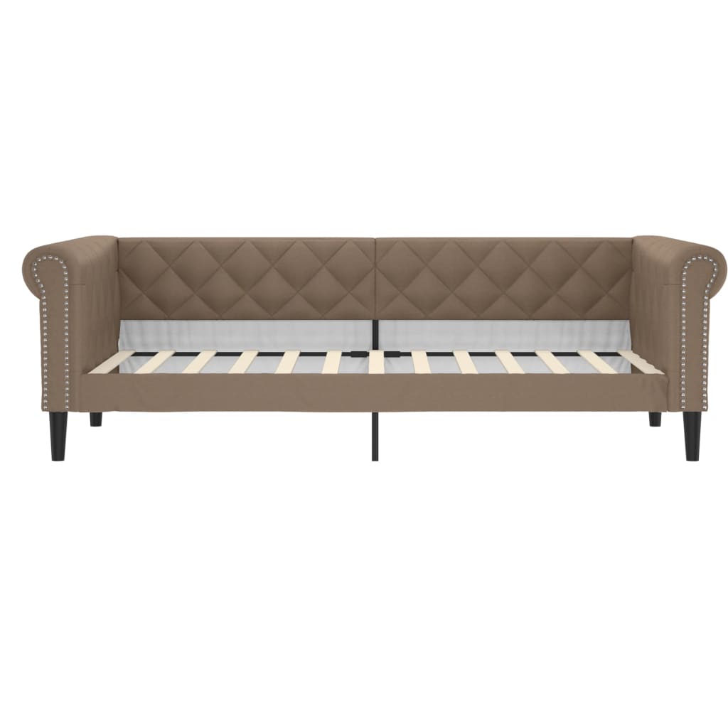 Slaapbank S Kunstleer 90 x 200 cm Cappuccino met onderschuifbed en lade