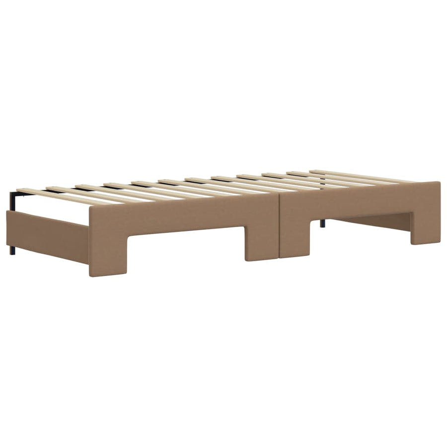 Slaapbank S Kunstleer 90 x 200 cm Cappuccino met onderschuifbed en lade