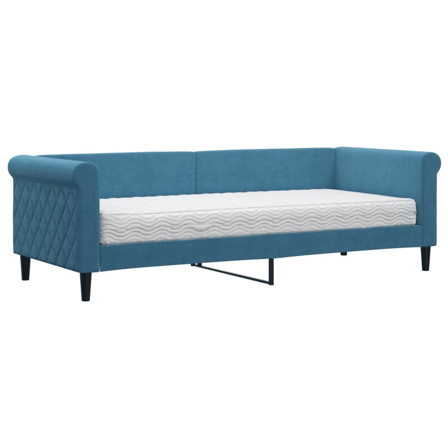 Slaapbank Fluweel 80 x 200 cm Blauw met matras
