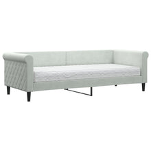 Slaapbank Fluweel 80 x 200 cm Lichtgrijs met matras