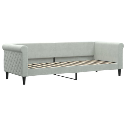 Slaapbank Fluweel 80 x 200 cm Lichtgrijs met matras