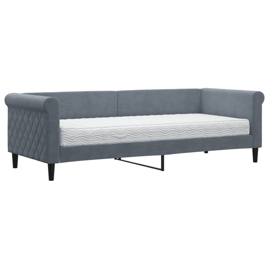 Slaapbank met matras 80x200 cm fluweel donkergrijs
