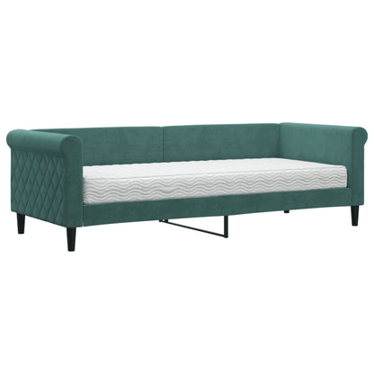 Slaapbank Fluweel 80 x 200 cm Donkergroen met matras