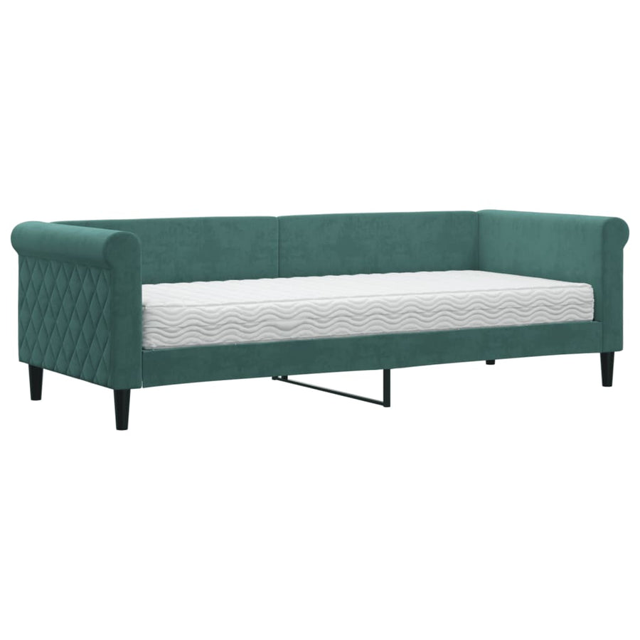 Slaapbank Fluweel 80 x 200 cm Donkergroen met matras