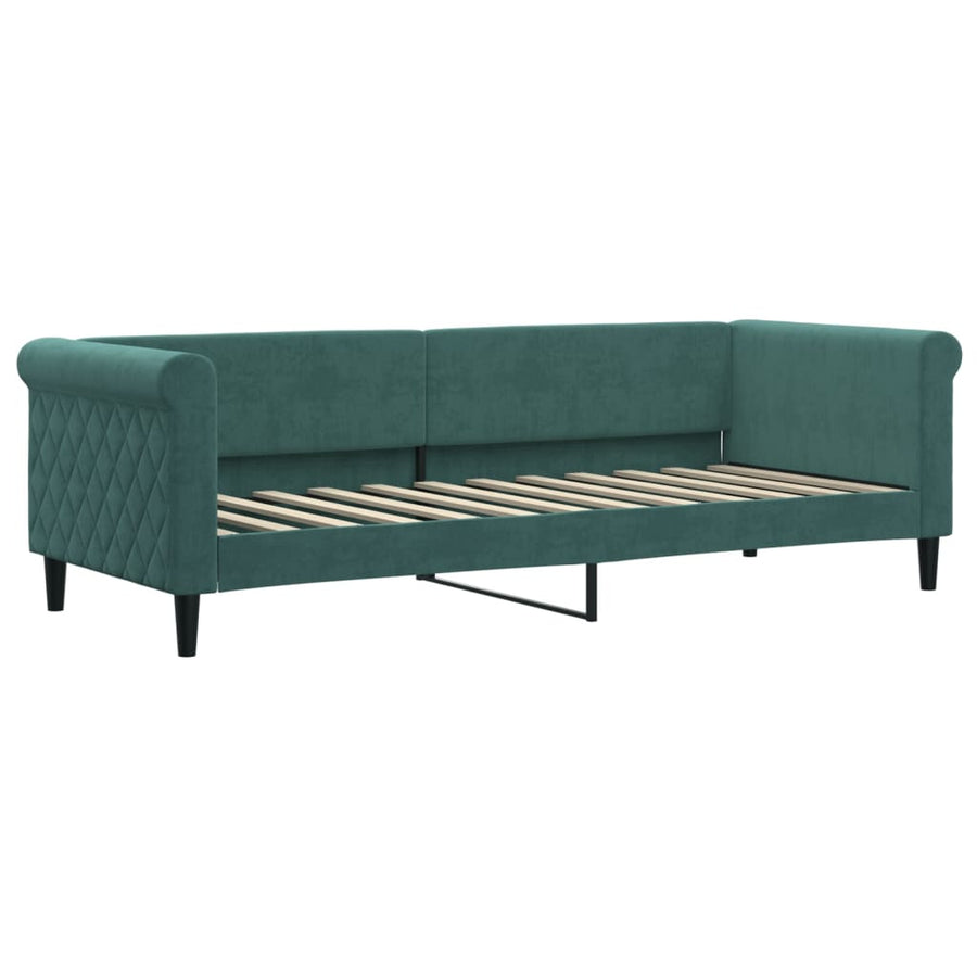 Slaapbank Fluweel 80 x 200 cm Donkergroen met matras