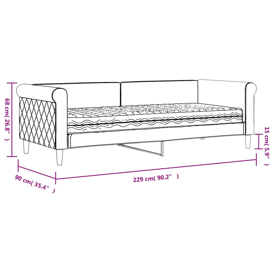 Slaapbank Fluweel 80 x 200 cm Donkergroen met matras