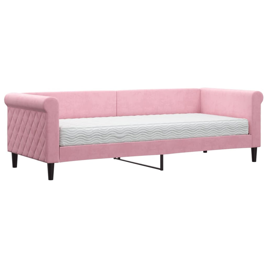 Slaapbank Fluweel 80 x 200 cm Roze met matras