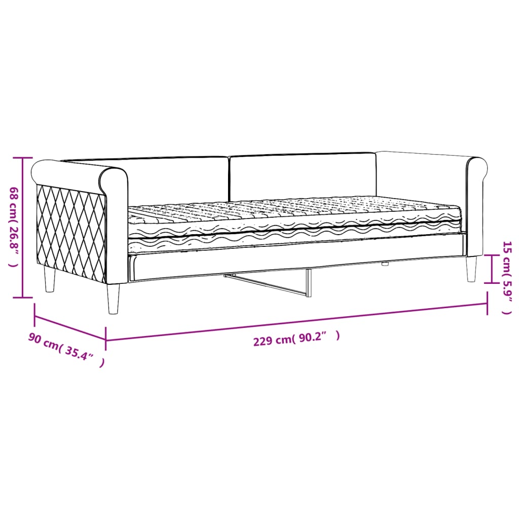 Slaapbank Fluweel 80 x 200 cm Roze met matras