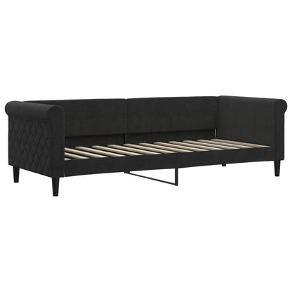 Slaapbank Fluweel 80 x 200 cm Zwart met matras