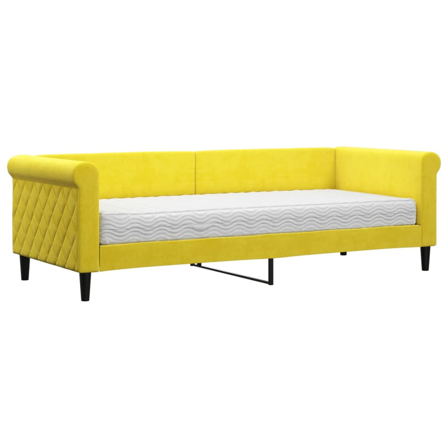 Slaapbank Fluweel 80 x 200 cm Geel met matras