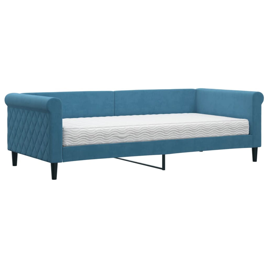 Slaapbank Fluweel Blauw 90 x 200 cm met matras