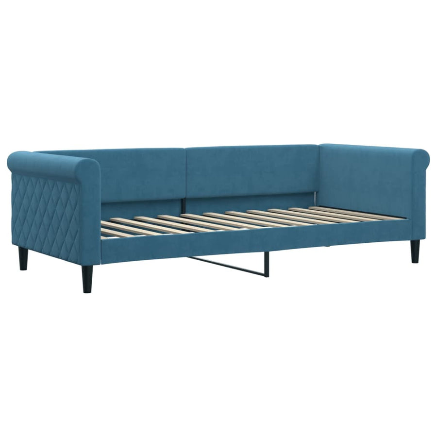 Slaapbank Fluweel Blauw 90 x 200 cm met matras