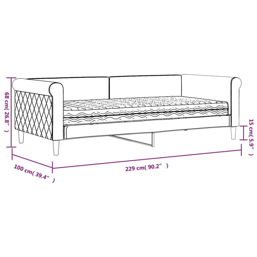 Slaapbank Fluweel Blauw 90 x 200 cm met matras