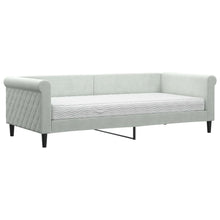 Slaapbank Fluweel 90 x 200 cm Lichtgrijs met matras