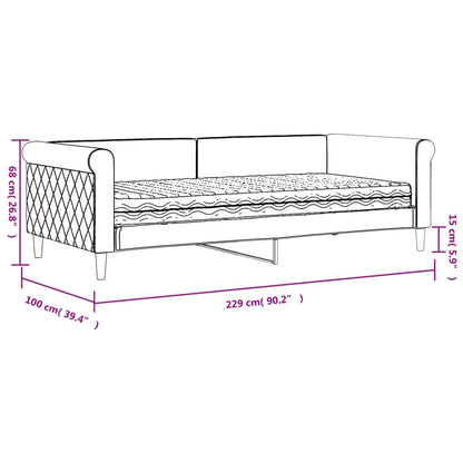 Slaapbank Fluweel 90 x 200 cm Lichtgrijs met matras