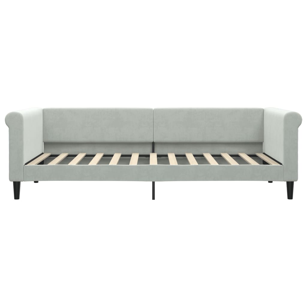 Slaapbank Fluweel 90 x 200 cm Lichtgrijs met matras