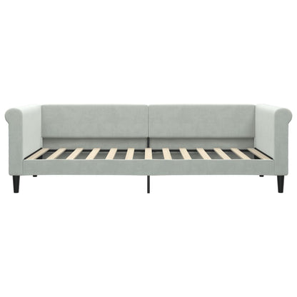 Slaapbank Fluweel 90 x 200 cm Lichtgrijs met matras