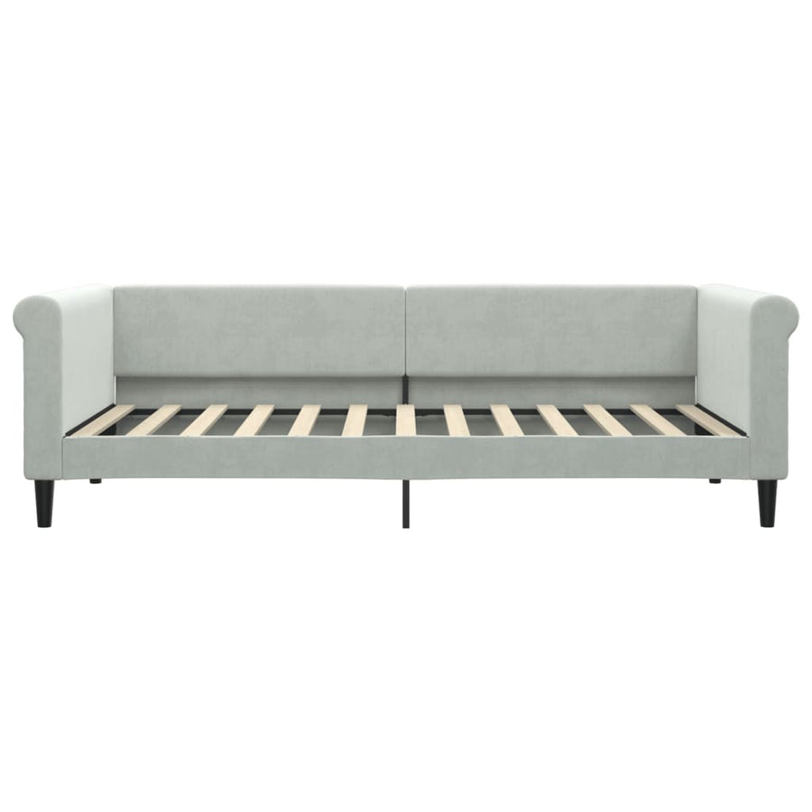 Slaapbank Fluweel 90 x 200 cm Lichtgrijs met matras