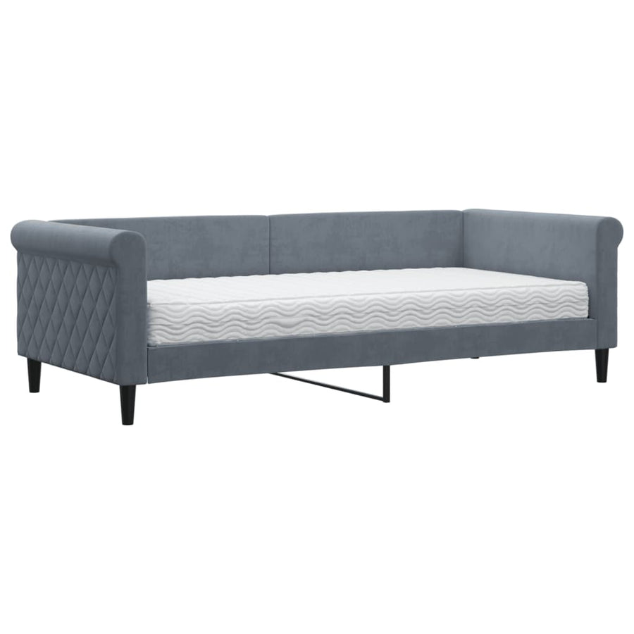 Slaapbank met matras 90x200 cm fluweel donkergrijs