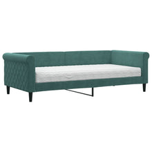 Slaapbank met matras 90x200 cm fluweel donkergroen