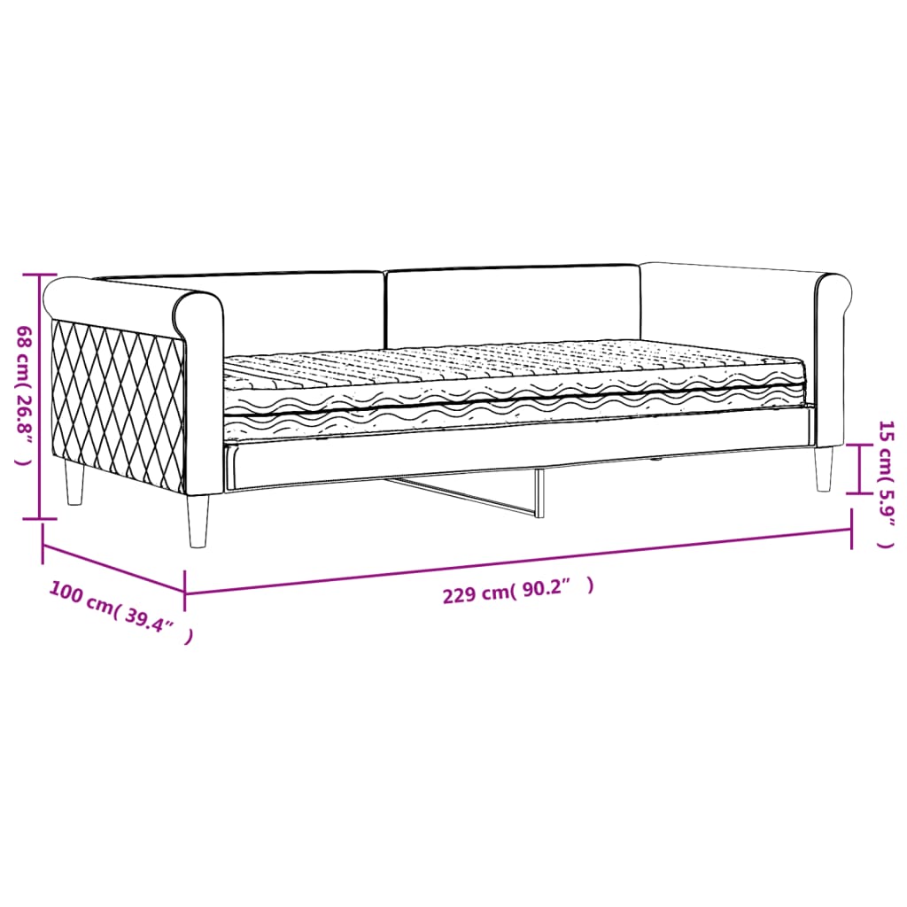 Slaapbank met matras 90x200 cm fluweel donkergroen