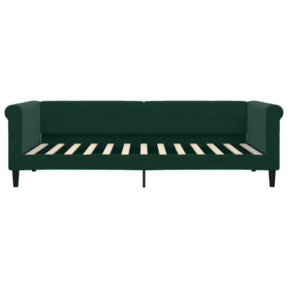 Slaapbank met matras 90x200 cm fluweel donkergroen