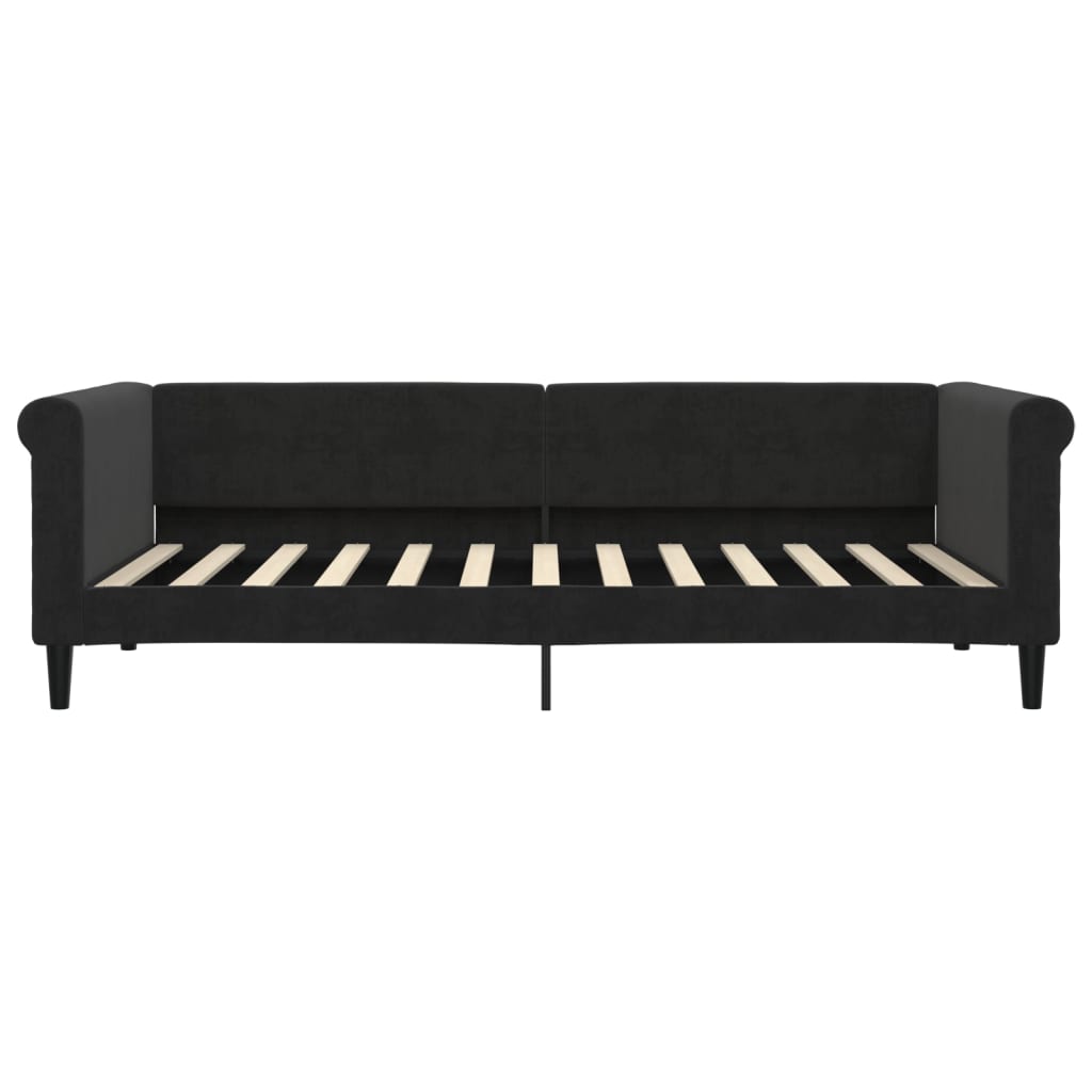 Slaapbank Fluweel 90 x 200 cm Zwart met matras
