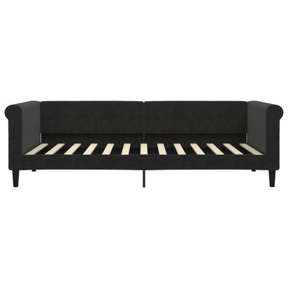 Slaapbank Fluweel 90 x 200 cm Zwart met matras