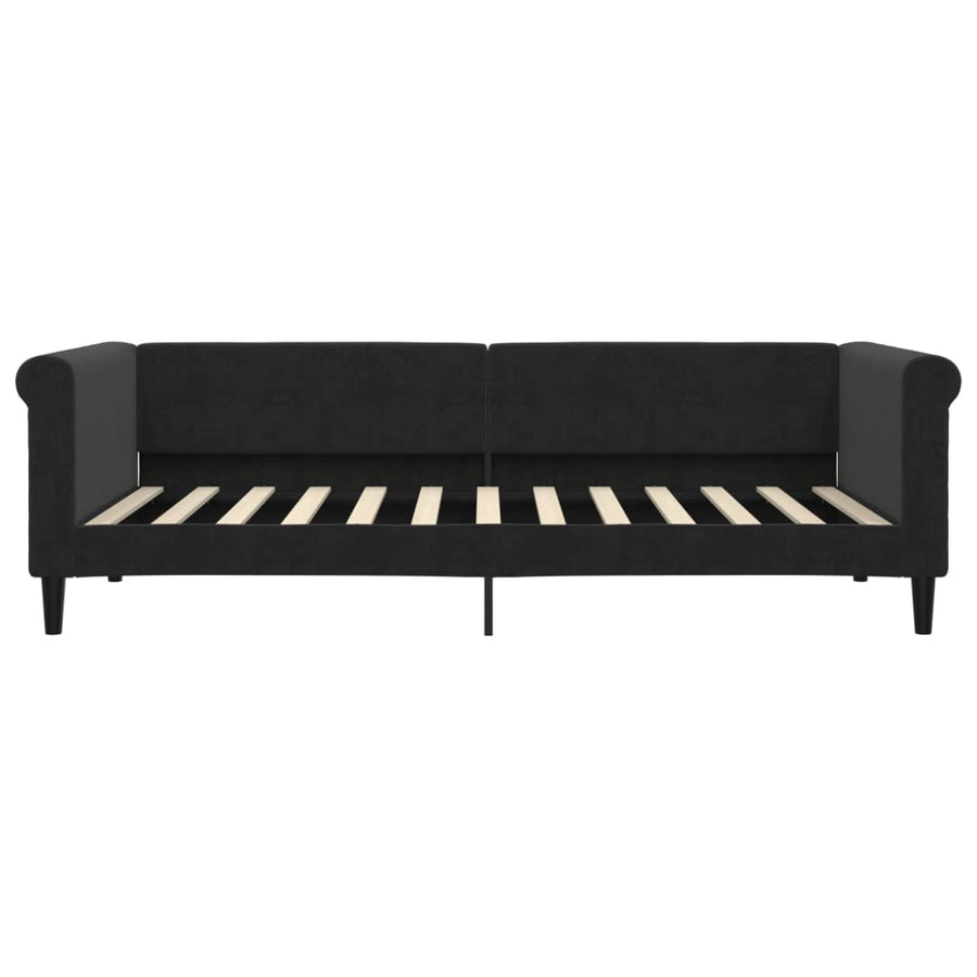 Slaapbank Fluweel 90 x 200 cm Zwart met matras