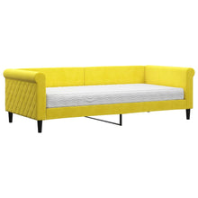 Slaapbank Fluweel 90 x 200 cm Geel met matras