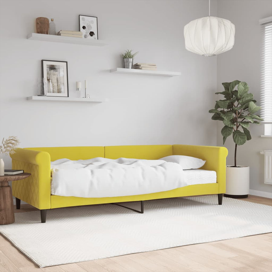 Slaapbank Fluweel 90 x 200 cm Geel met matras