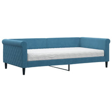 Slaapbank Fluweel 100 x 200 cm Blauw met matras