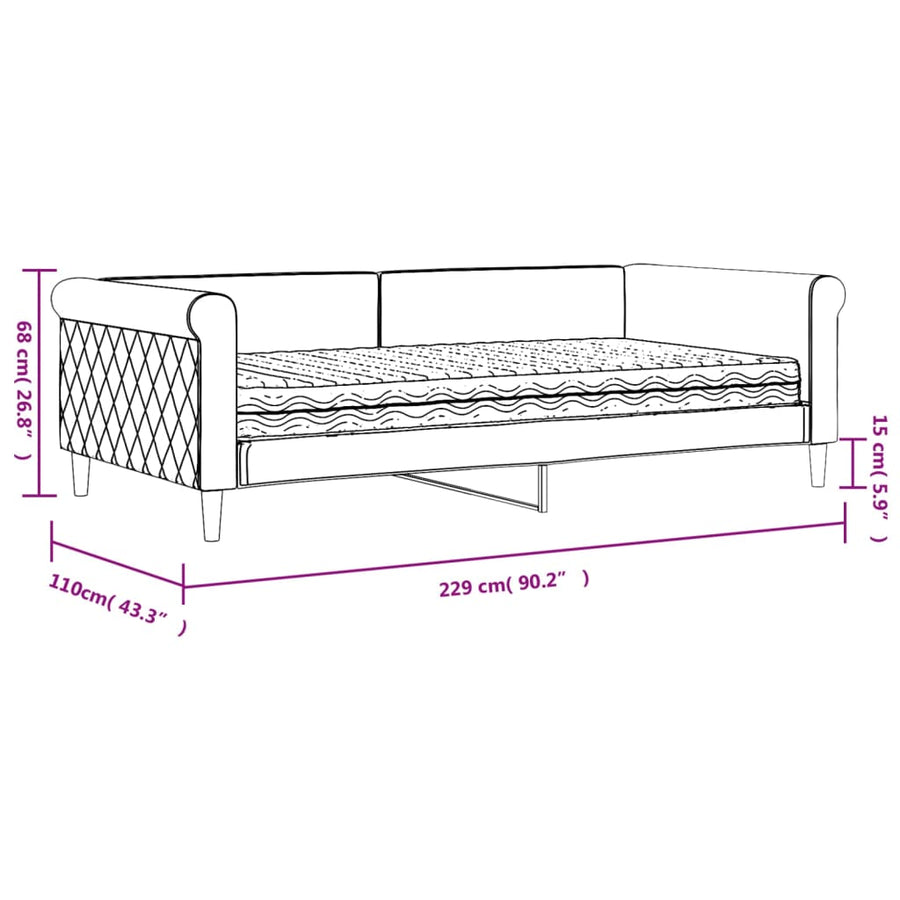 Slaapbank Fluweel 100 x 200 cm Blauw met matras