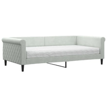 Slaapbank Fluweel 100 x 200 cm Lichtgrijs met matras