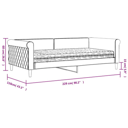 Slaapbank Fluweel 100 x 200 cm Lichtgrijs met matras