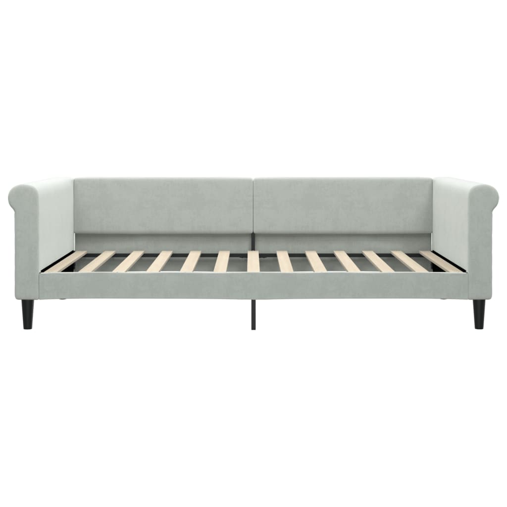 Slaapbank Fluweel 100 x 200 cm Lichtgrijs met matras