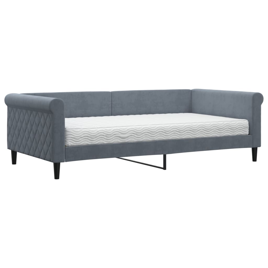 Slaapbank met matras 100x200 cm fluweel donkergroen