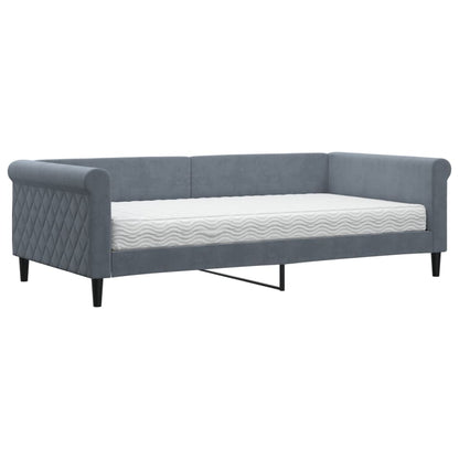 Slaapbank met matras 100x200 cm fluweel donkergroen