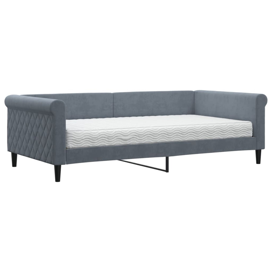 Slaapbank met matras 100x200 cm fluweel donkergroen
