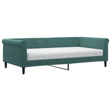 Slaapbank Fluweel 100 x 200 cm Donkergroen met matras
