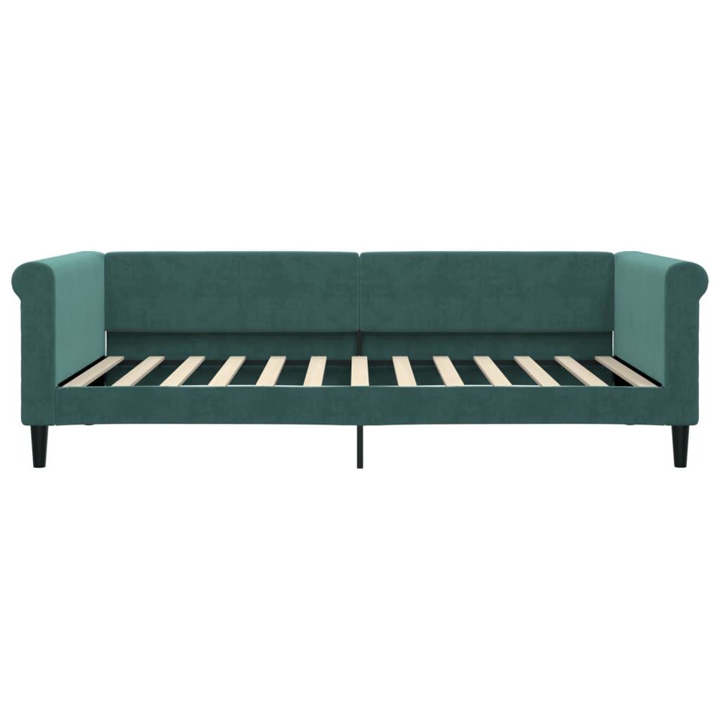Slaapbank Fluweel 100 x 200 cm Donkergroen met matras