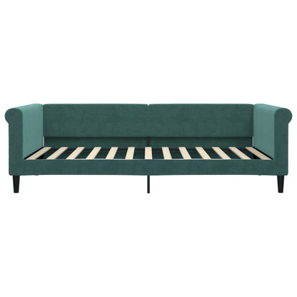 Slaapbank Fluweel 100 x 200 cm Donkergroen met matras