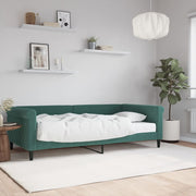 Sofa bed with mattress 100x200 cm velvet dark green