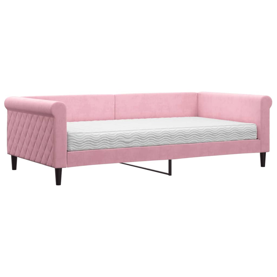 Slaapbank Fluweel Roze 100 x 200 cm met matras