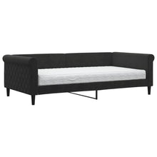 Slaapbank Fluweel 100 x 200 cm Zwart met matras