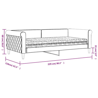 Slaapbank Fluweel 100 x 200 cm Zwart met matras