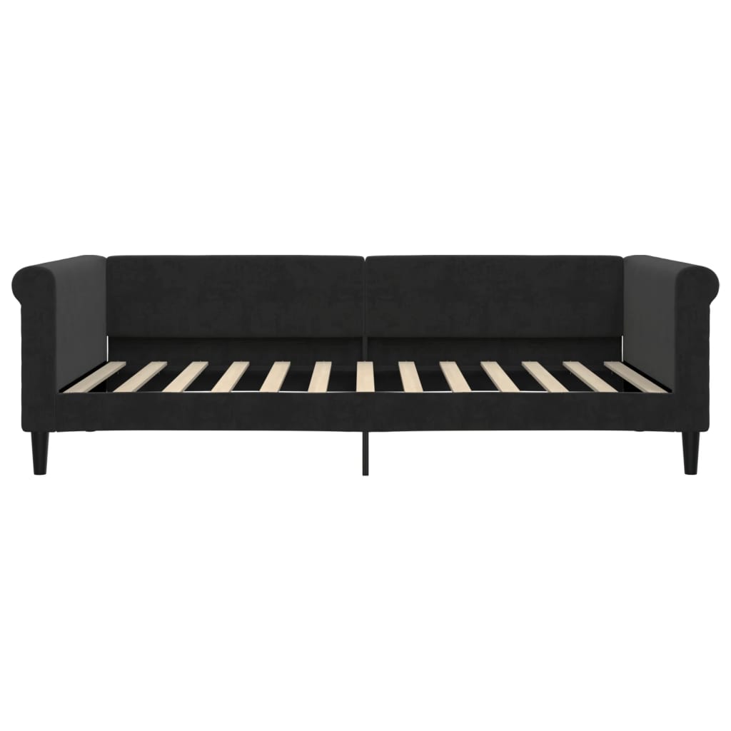 Slaapbank Fluweel 100 x 200 cm Zwart met matras