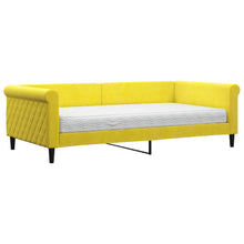 Slaapbank met matras 100x200 cm fluweel geel
