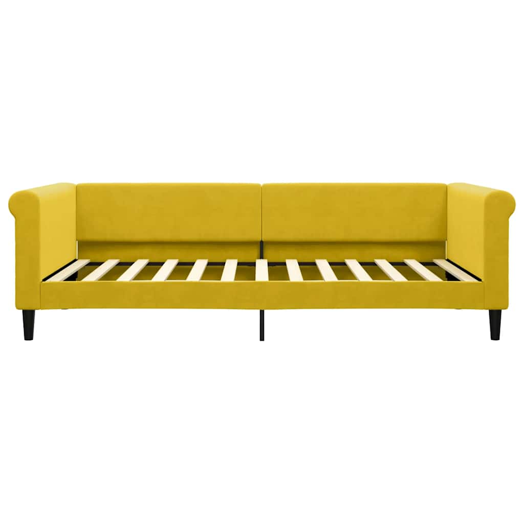 Slaapbank met matras 100x200 cm fluweel geel