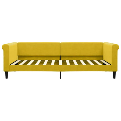 Slaapbank met matras 100x200 cm fluweel geel